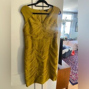Banana Republic size 14 mustard yellow lace trim cocktail dress.